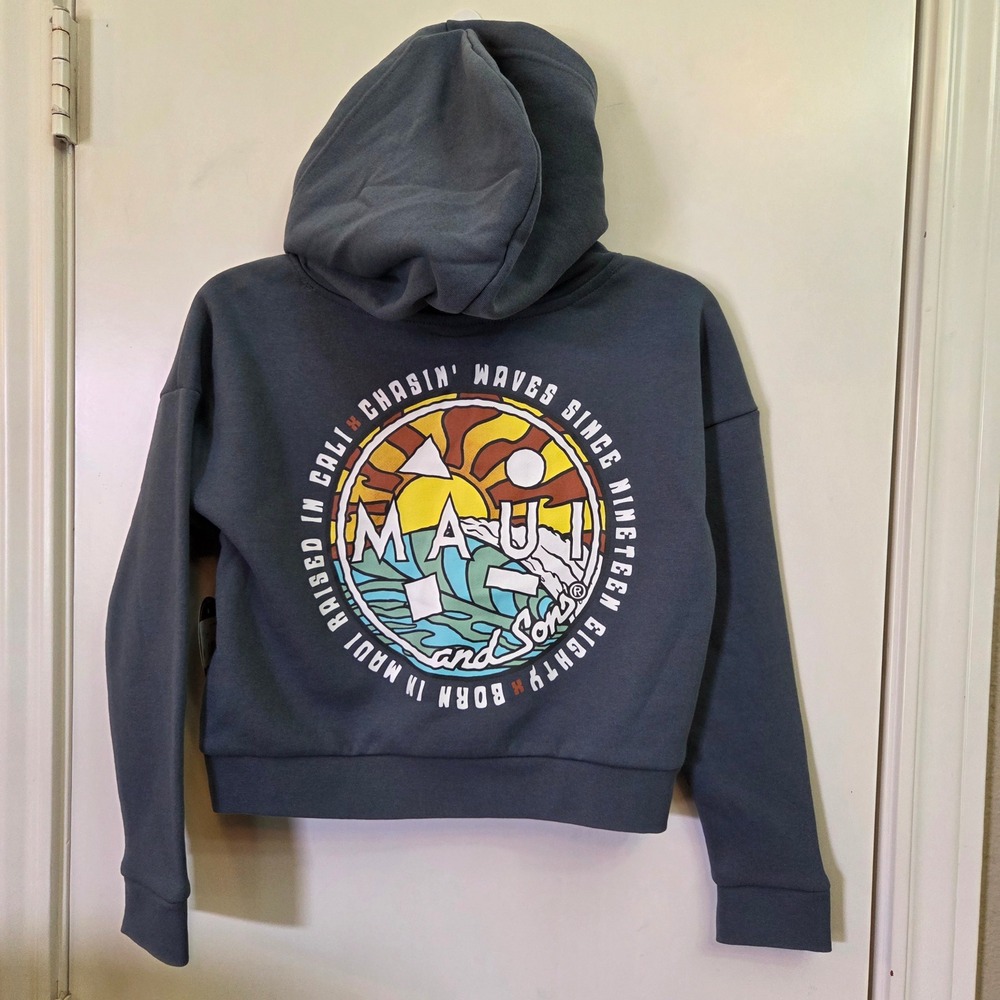 Maui and Sons Girls Smoke Blue Fleece Hoodie and Shorts Set Size S 6/6X NWT - Picture 2 of 8